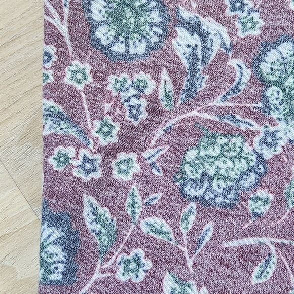 💛Peace & Pearls Floral Fleece Lined Long Sleeve Top Medium - Picture 7 of 9